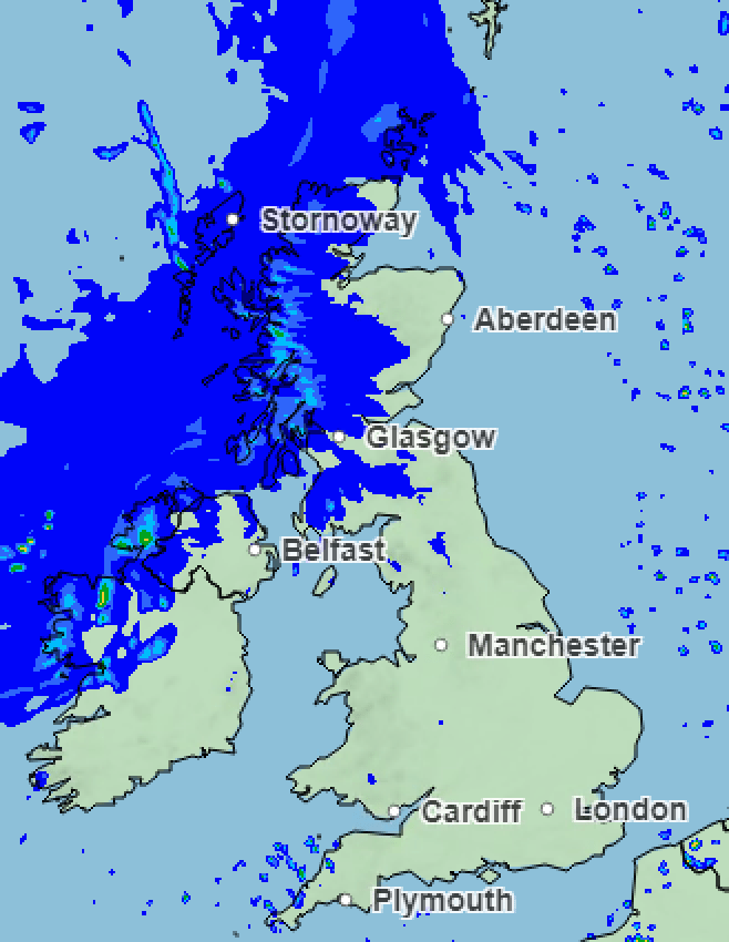 The rainfall map for 6pm on Saturday