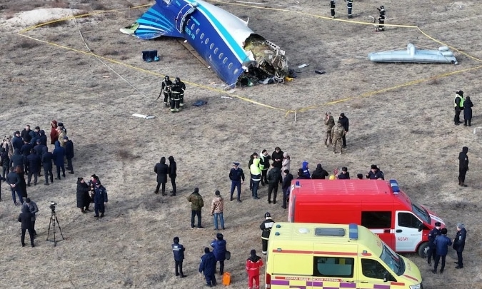 Watch As Azerbaijan Airlines Plane Carrying 67 People Crashed, Killing Over 30 People