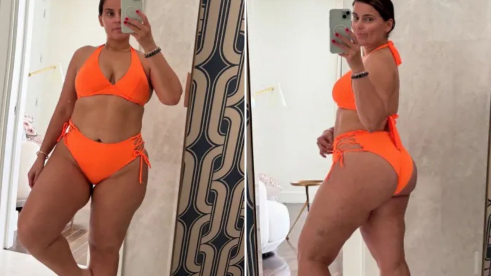 Noughties pop icon declares 2025 the 'year of self love' as she strips off to bikini for sizzling mirror selfies