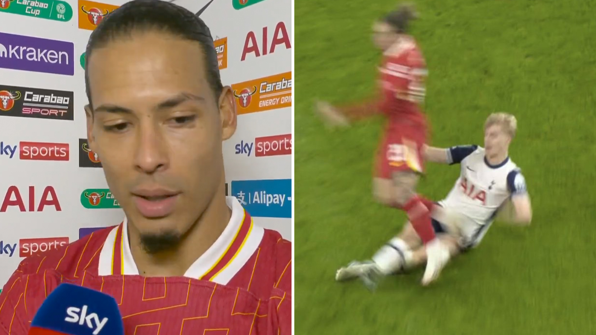 'The ref made a mistake' - Virgil van Dijk furious at Bergvall's winner moments after Spurs star should have seen red