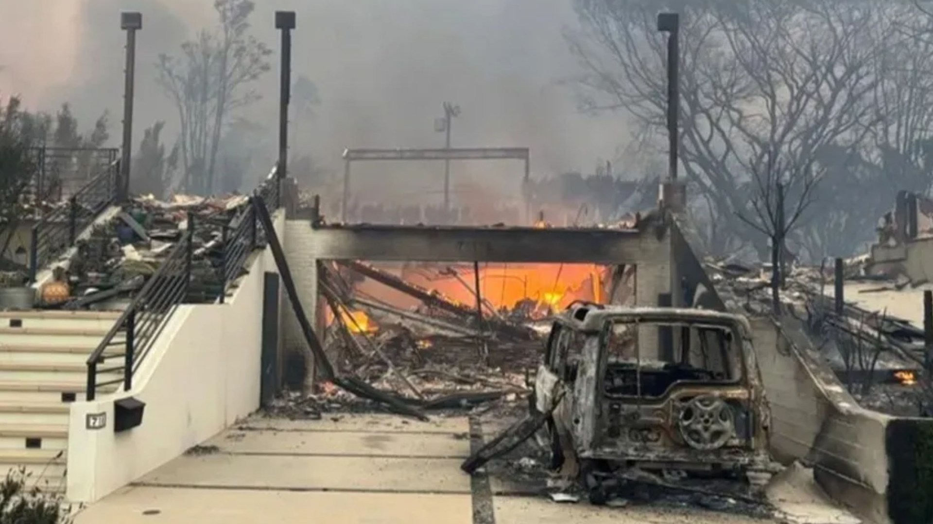 Brit reveals family home 'looks like an atomic bomb hit it' after 'apocalyptic' LA wildfire - as he hails 'hero' wife