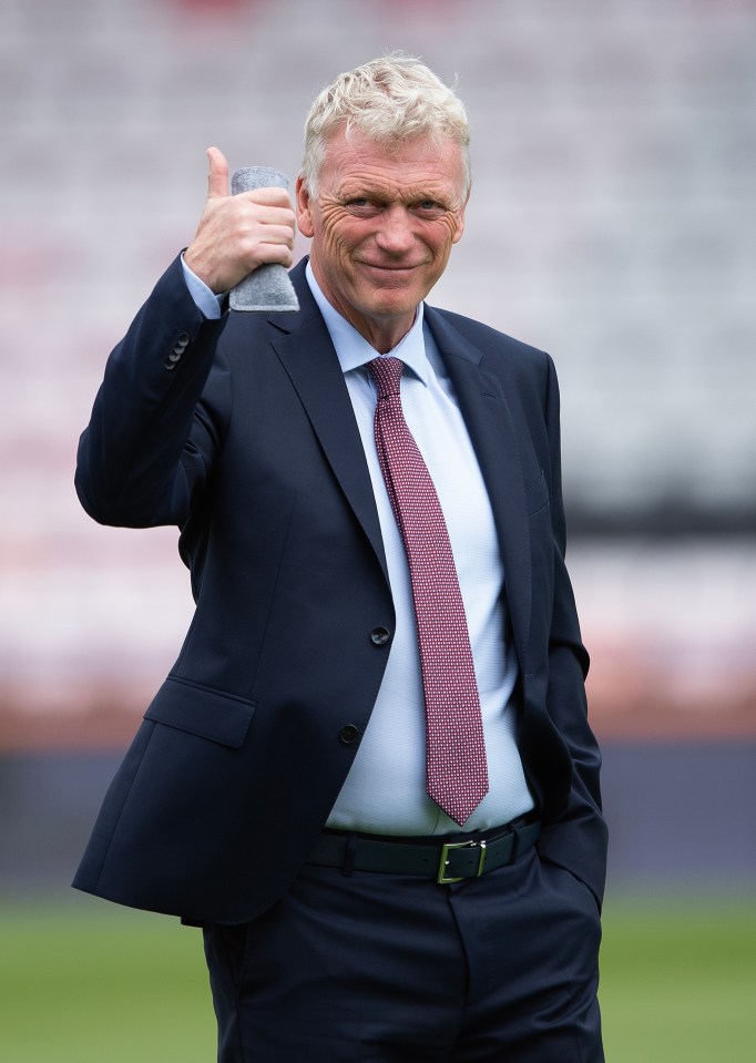 David Moyes, West Ham United manager, giving a thumbs up.