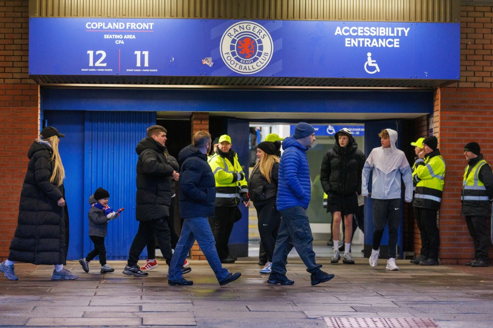 12/01/25 Rangers fans walk out of Ibrox Stadium in 55th minute during game against St Johnstone.