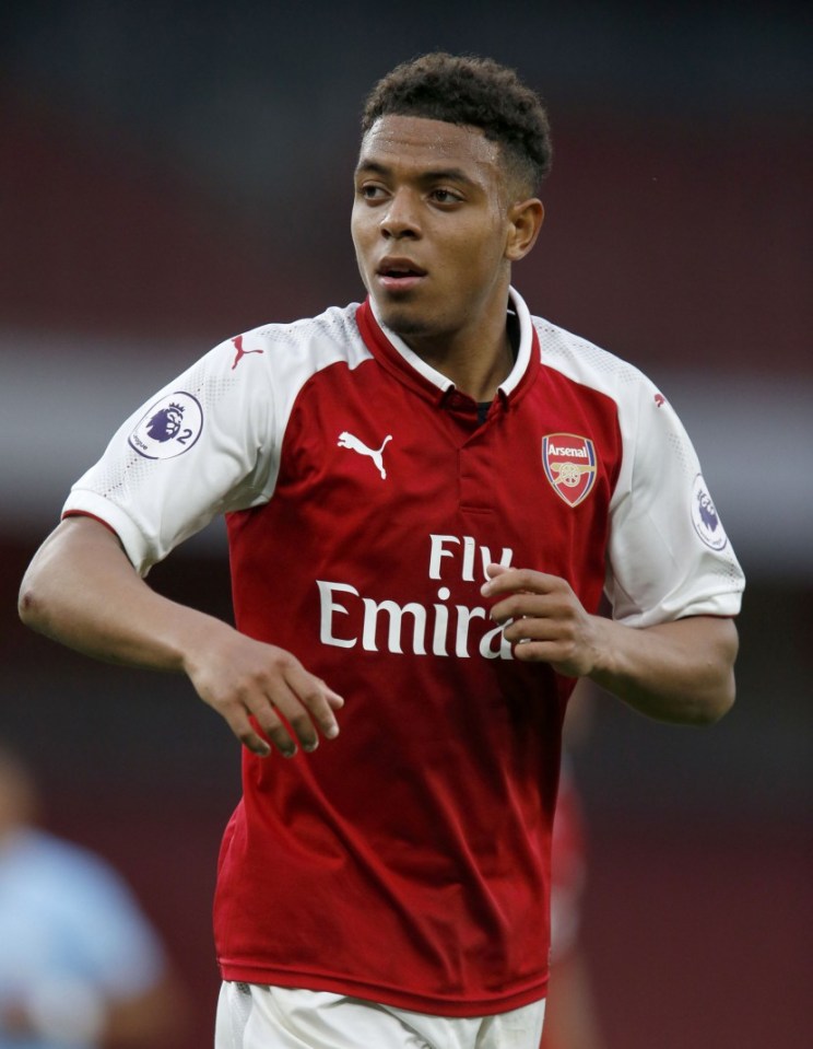 Mandatory Credit: Photo by Matthew Impey/REX/Shutterstock (9011463af) Donyell Malen of Arsenal Arsenal Under 23 v Manchester City Under 23, FA Under 23 Premier League, Football, Emirates Stadium, London, UK - 21/08/2017