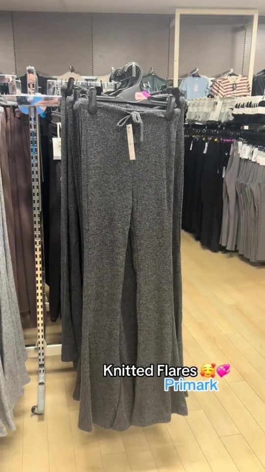 Primark gray knitted flare trousers.