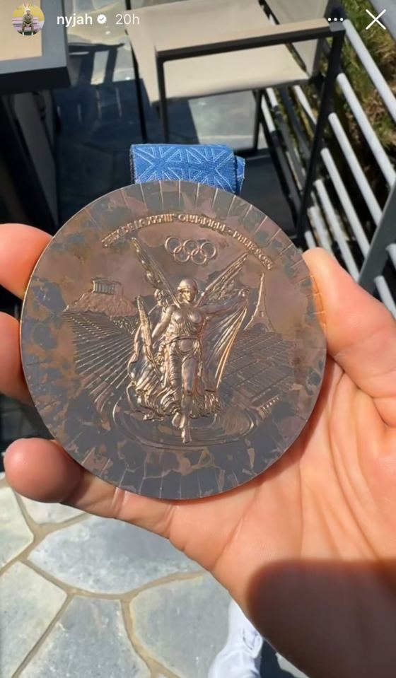 Nyjah Huston's worn bronze Olympic medal.