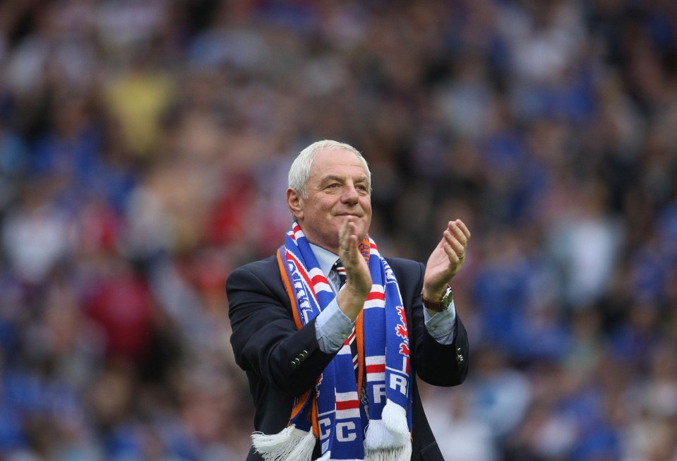 Rangers manager Walter Smith applauds fans at a victory parade.