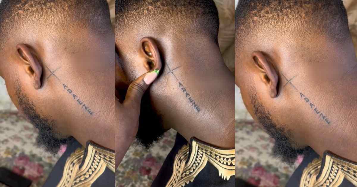 "If the love cannot be like this, then I do not want" – Man tattoos his sister's name 'Adaeze' on his neck (WATCH)