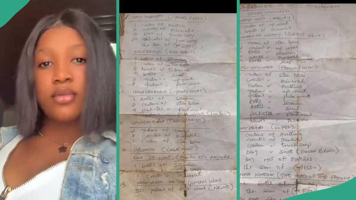 Lady Finds Bride Price List Used To Marry Her Mother in the 1990s, Posts it Online