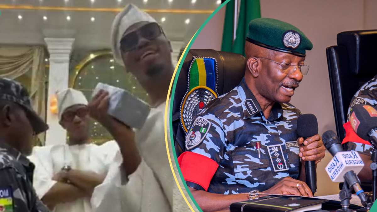 Naira Abuse: Police Detain Officer Holding Bundles of Money for Okoya's Sons to Spray in Viral Video