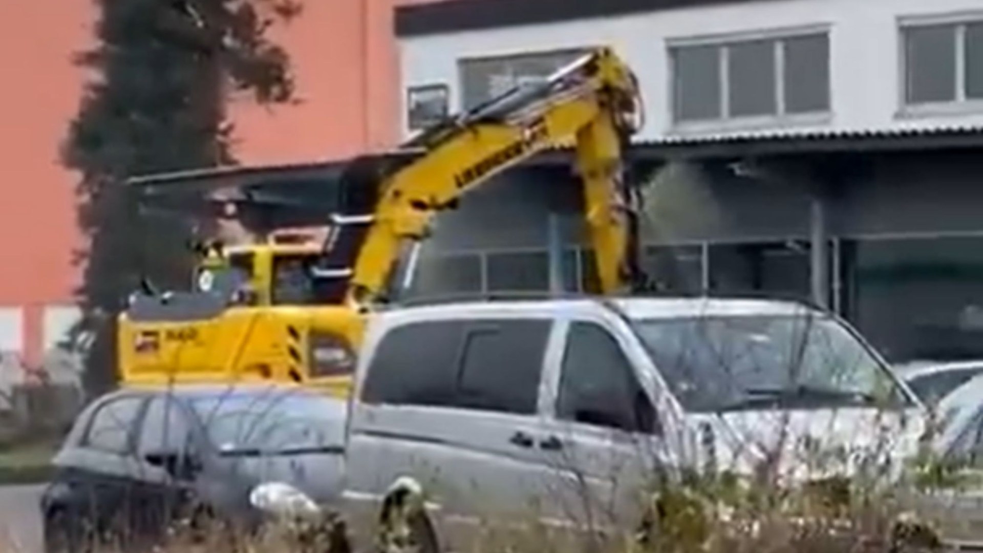 Watch terrifying moment stolen digger goes on RAMPAGE as armed cops shot driver dead in chaotic footage